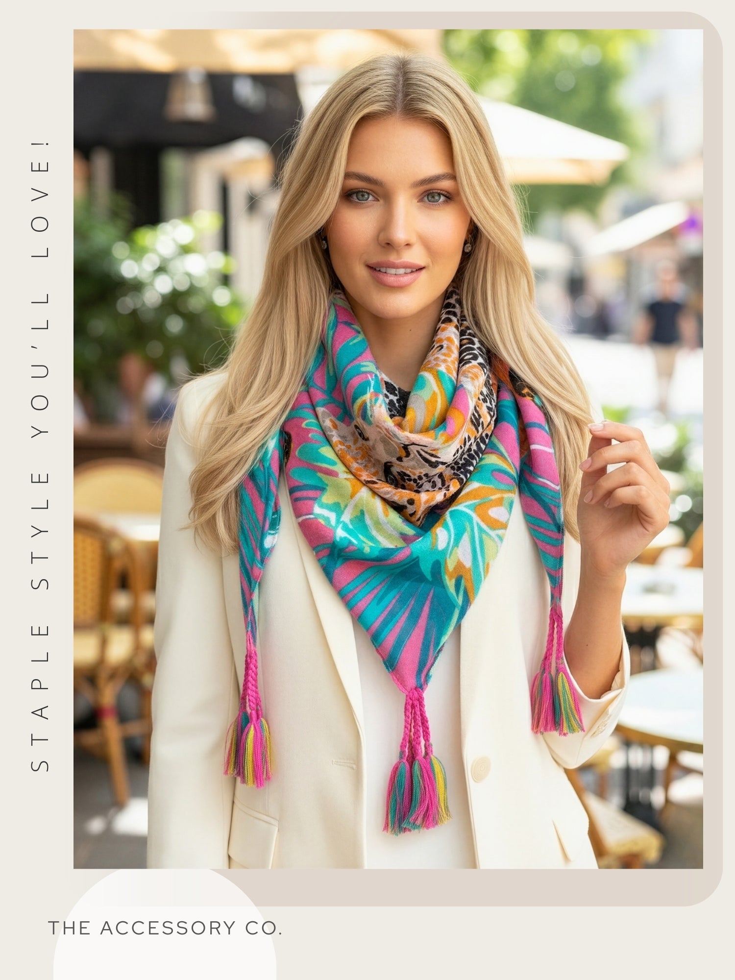 PINK LEOPARD & FLORAL PRINT SQUARE TASSEL SCARF - A-SHU.CO.UK