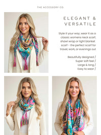 PINK LEOPARD & FLORAL PRINT SQUARE TASSEL SCARF - A-SHU.CO.UK