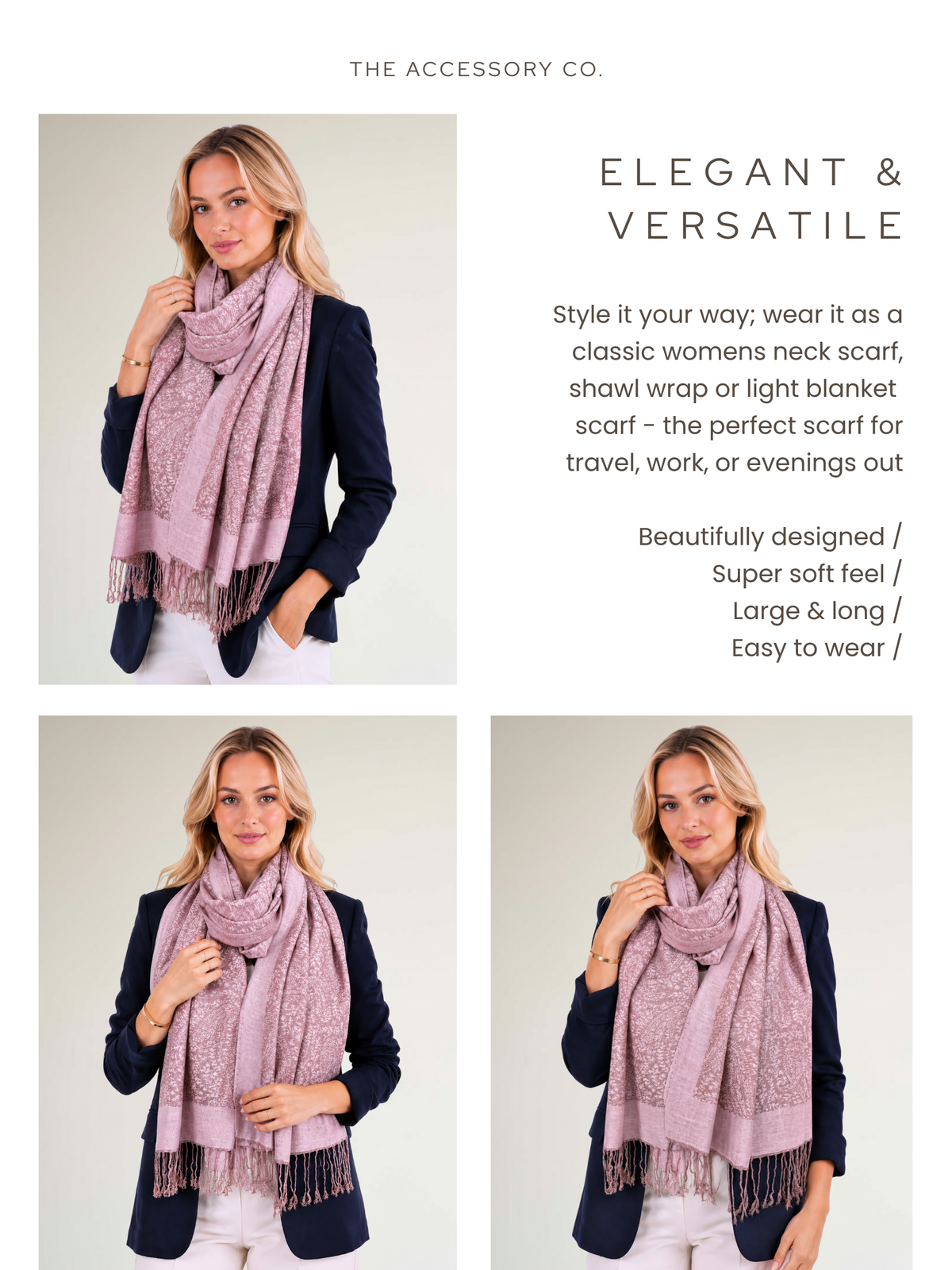 PINK PAISLEY PRINT REVERSIBLE PASHMINA SHAWL SCARF - A-SHU.CO.UK