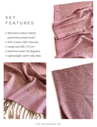 PINK PAISLEY PRINT REVERSIBLE PASHMINA SHAWL SCARF - A-SHU.CO.UK