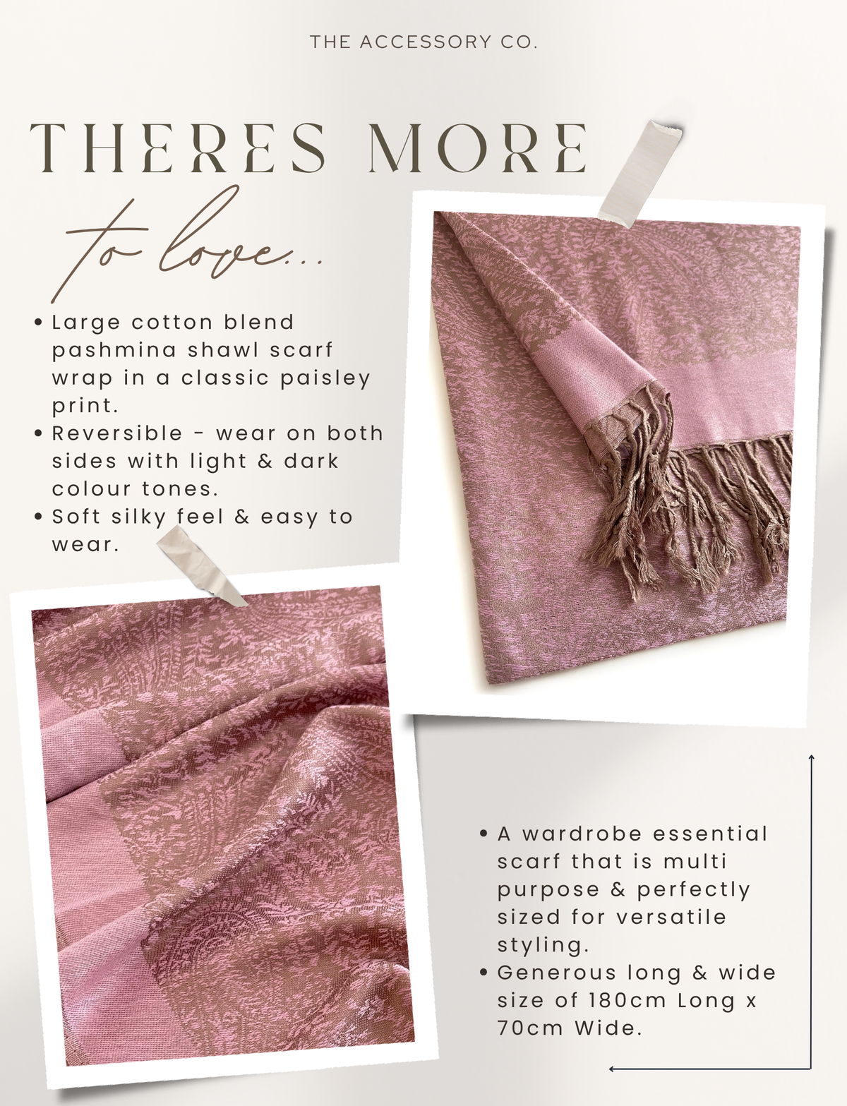 PINK PAISLEY PRINT REVERSIBLE PASHMINA SHAWL SCARF - A-SHU.CO.UK
