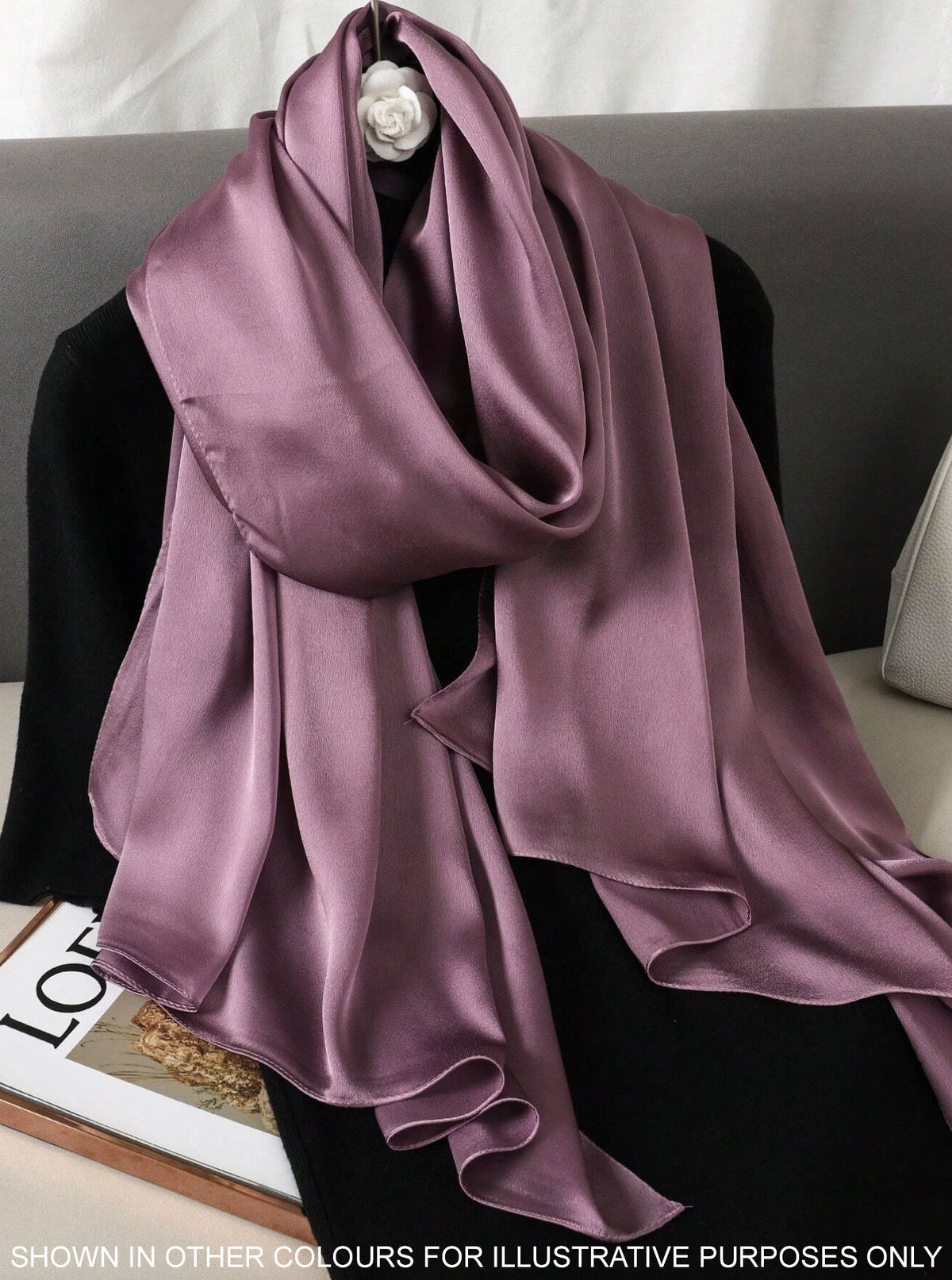 LONG PLAIN TERRACOTTA SATIN SCARF SHAWL WRAP - A-SHU.CO.UK