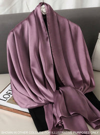 LONG PLAIN TERRACOTTA SATIN SCARF SHAWL WRAP - A-SHU.CO.UK