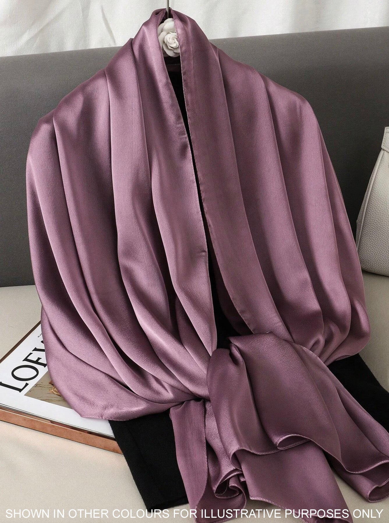 LONG PLAIN TERRACOTTA SATIN SCARF SHAWL WRAP - A-SHU.CO.UK