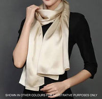 LONG PLAIN TERRACOTTA SATIN SCARF SHAWL WRAP - A-SHU.CO.UK