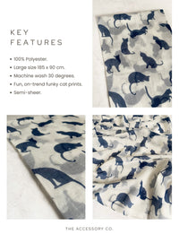 PLAIN WHITE NAVY LIGHTWEIGHT CAT SCARF - A-SHU.CO.UK