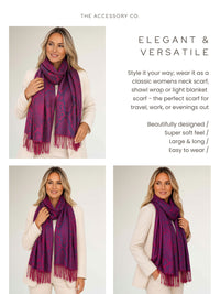 PURPLE BERRY LARGE SNAKESKIN PRINT REVERSIBLE PASHMINA SHAWL SCARF