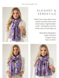 PURPLE COTTON BLEND DOG PRINT LIGHTWEIGHT SCARF - A-SHU.CO.UK
