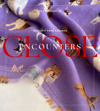 PURPLE COTTON BLEND DOG PRINT LIGHTWEIGHT SCARF - A-SHU.CO.UK