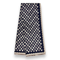 LARGE NAVY BLUE HEART PRINT REVERSIBLE CASHMERE WINTER SHAWL BLANKET SCARF