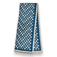 LARGE TEAL HEART PRINT REVERSIBLE CASHMERE WINTER SHAWL BLANKET SCARF