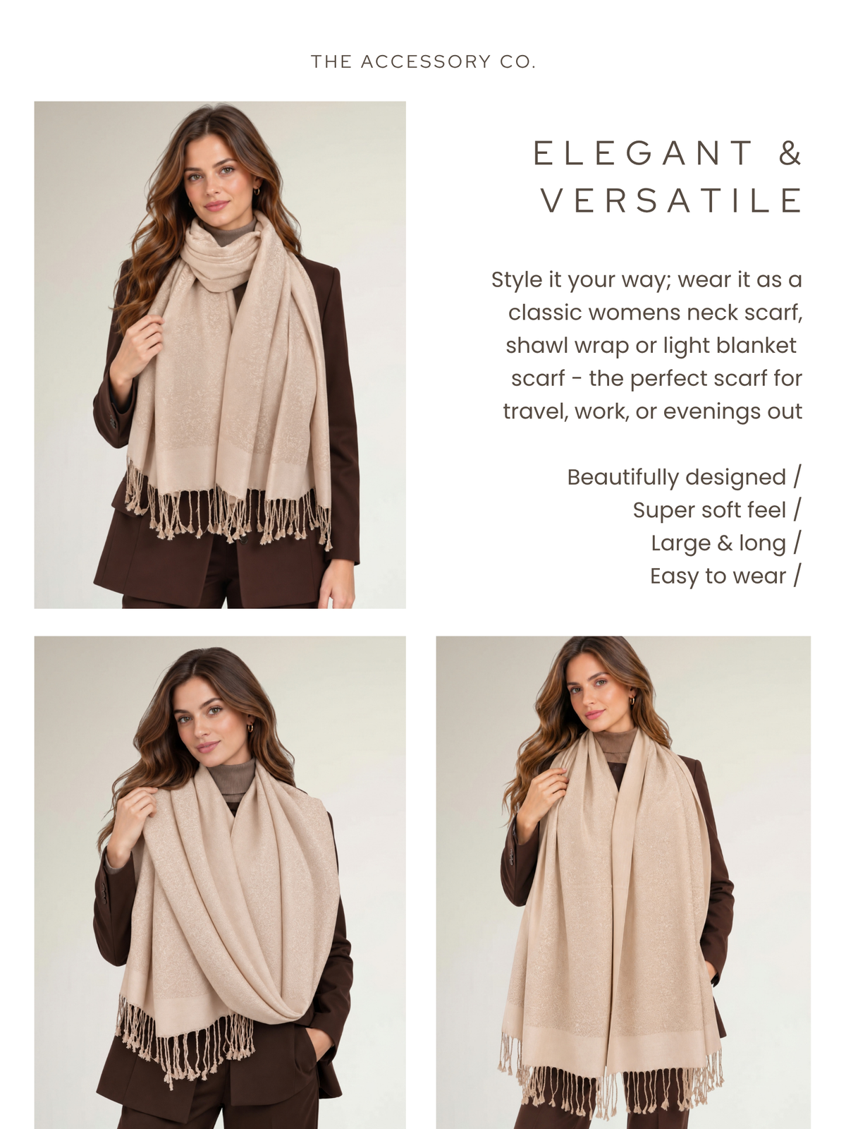 ROSE GOLD PAISLEY PRINT REVERSIBLE PASHMINA SHAWL SCARF - A-SHU.CO.UK