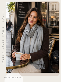 SILVER GREY PAISLEY PRINT REVERSIBLE PASHMINA SHAWL SCARF - A-SHU.CO.UK