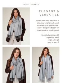 SILVER GREY PAISLEY PRINT REVERSIBLE PASHMINA SHAWL SCARF - A-SHU.CO.UK