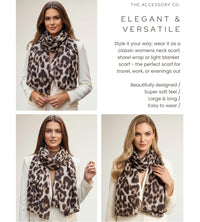 TAUPE COTTON BLEND CLASSIC LEOPARD PRINT SCARF