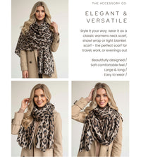 TAUPE COTTON BLEND METALLIC LEOPARD PRINT SCARF