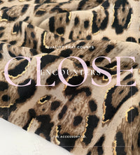 TAUPE COTTON BLEND METALLIC LEOPARD PRINT SCARF