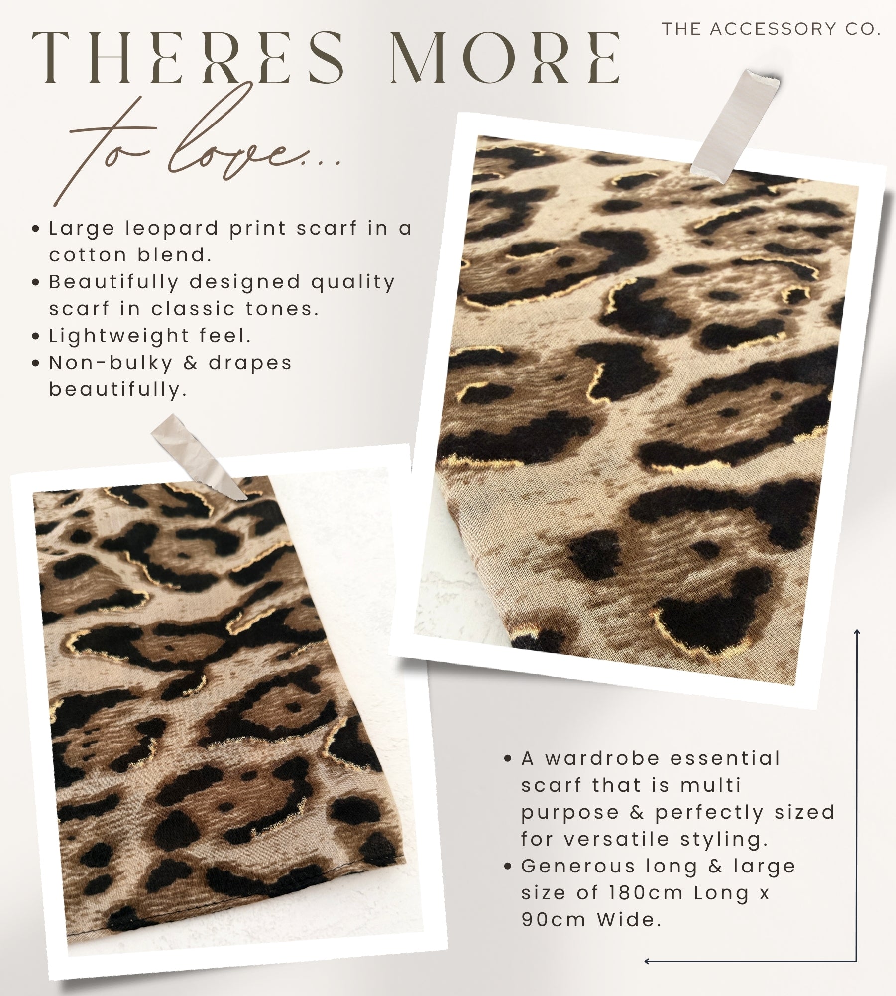 TAUPE COTTON BLEND METALLIC LEOPARD PRINT SCARF