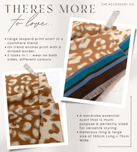 TEAL CASHMERE BLEND COLOURFUL LEOPARD PRINT SCARF