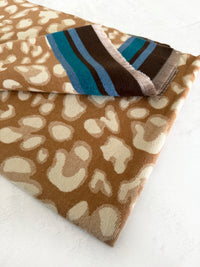 TEAL CASHMERE BLEND COLOURFUL LEOPARD PRINT SCARF