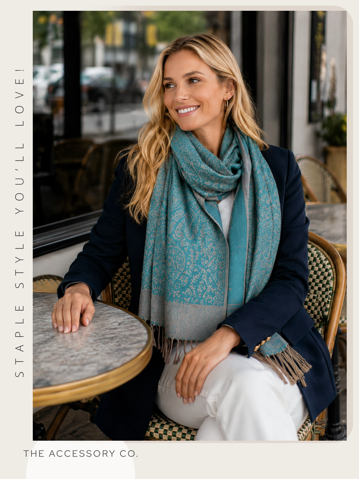 TEAL PAISLEY PRINT REVERSIBLE PASHMINA SHAWL SCARF - A-SHU.CO.UK