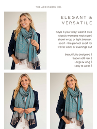 TEAL PAISLEY PRINT REVERSIBLE PASHMINA SHAWL SCARF - A-SHU.CO.UK
