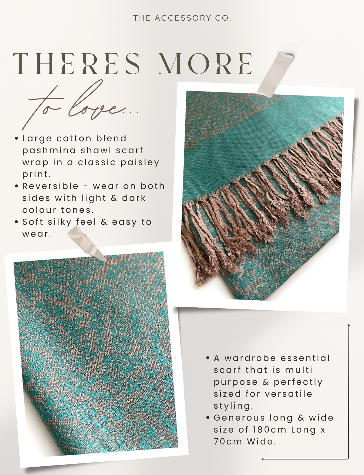 TEAL PAISLEY PRINT REVERSIBLE PASHMINA SHAWL SCARF - A-SHU.CO.UK