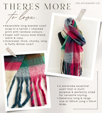 WHITE CHECKED WOOL RAINBOW BLANKET SCARF OVERSIZED WINTER SHAWL WRAP