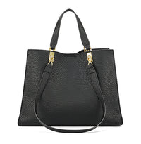 BLACK SLOUCHY MULTI-COMPARTMENT PLAIN TOTE BAG