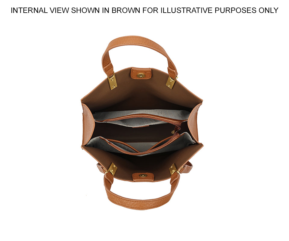 BLACK SLOUCHY MULTI-COMPARTMENT PLAIN TOTE BAG