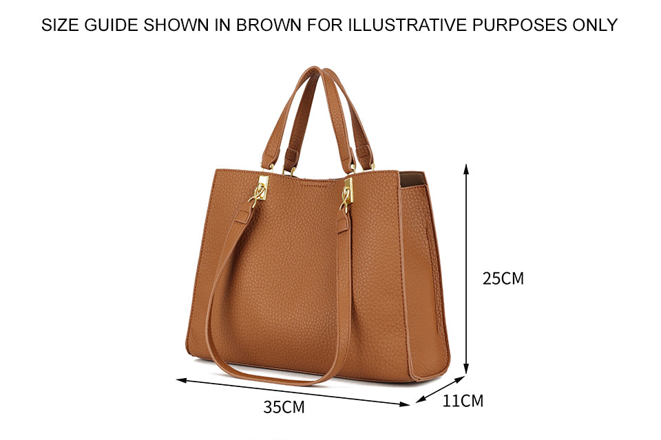 BLACK SLOUCHY MULTI-COMPARTMENT PLAIN TOTE BAG