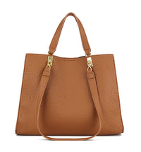 BROWN SLOUCHY MULTI-COMPARTMENT PLAIN TOTE BAG