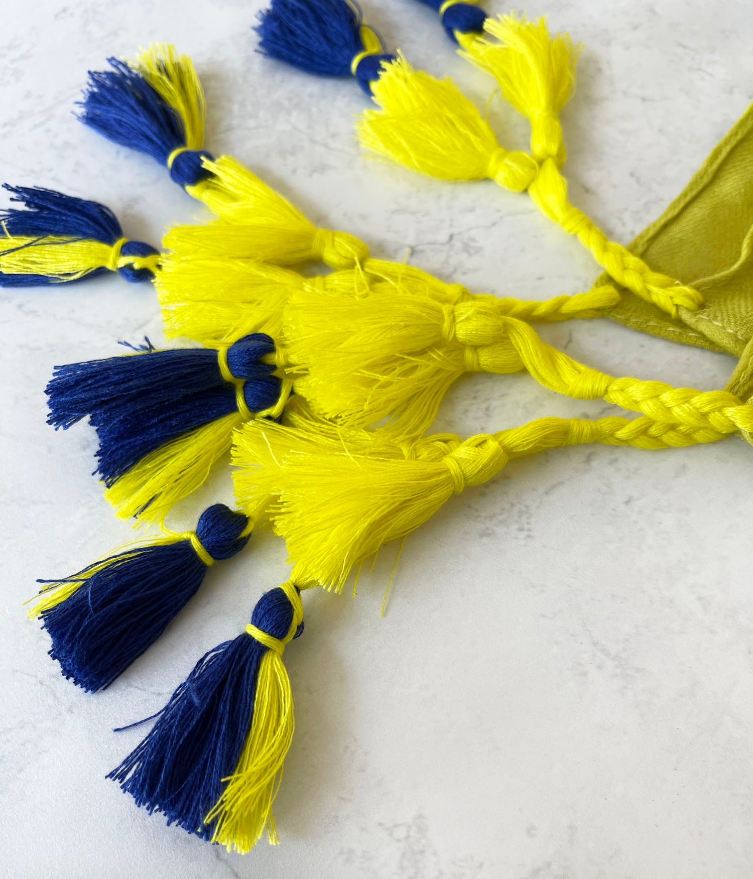 YELLOW LOTUS FLORAL PRINT SQUARE TASSEL SCARF - A-SHU.CO.UK