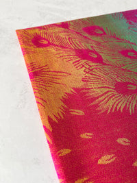 LARGE FUCHSIA PINK RAINBOW FEATHER AND LEAF PRINT PASHMINA SHAWL SCARF