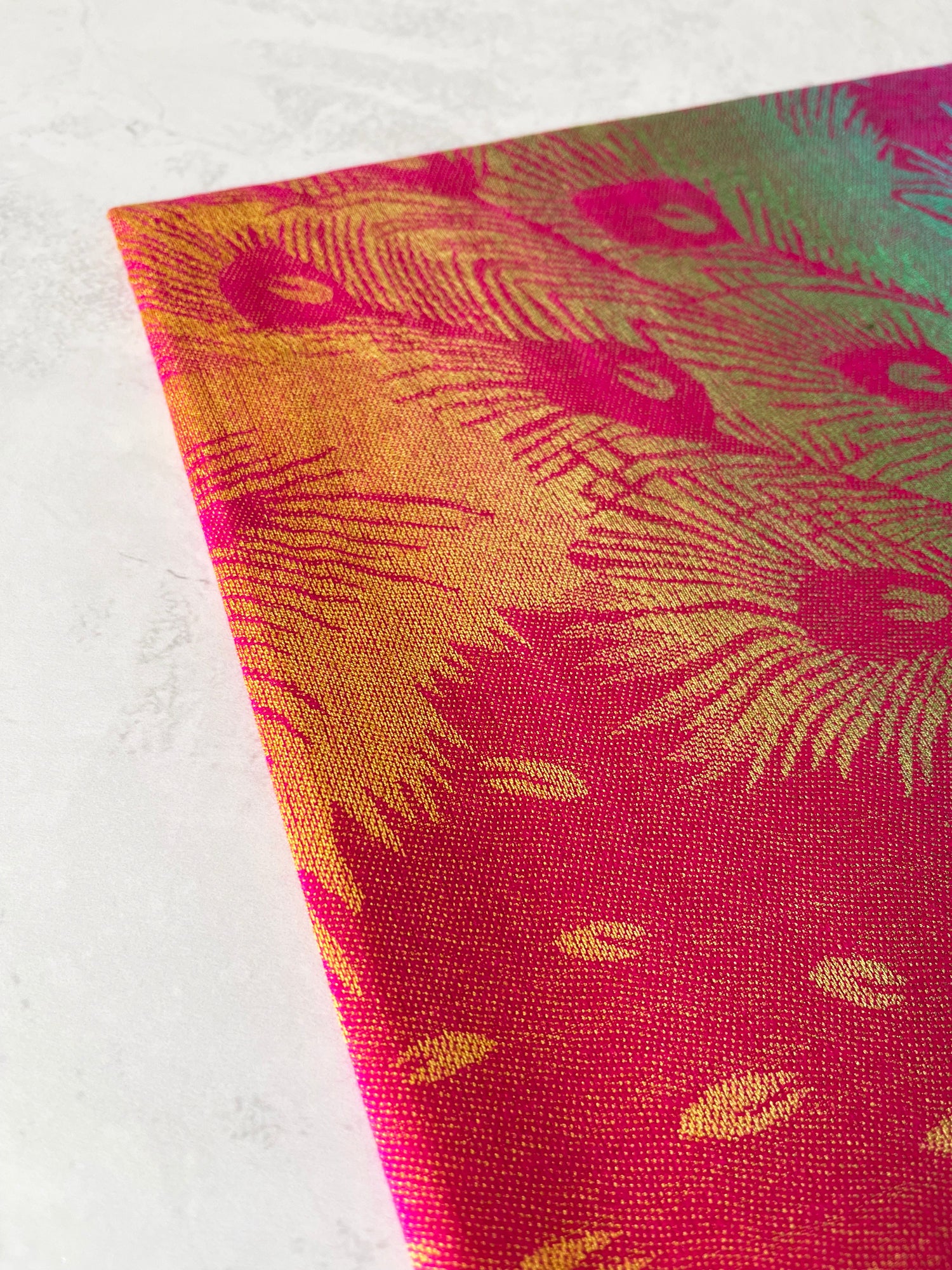 LARGE FUCHSIA PINK RAINBOW FEATHER AND LEAF PRINT PASHMINA SHAWL SCARF