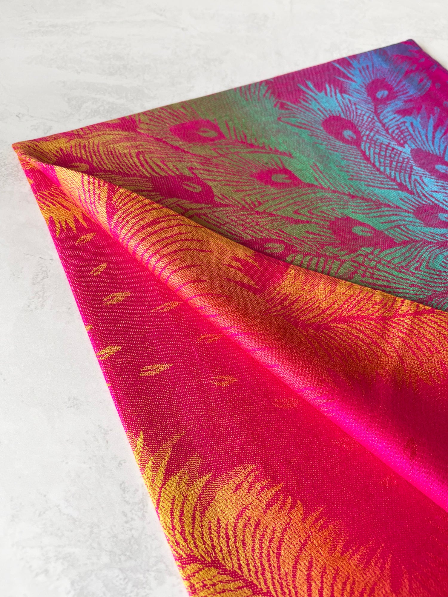 LARGE FUCHSIA PINK RAINBOW FEATHER AND LEAF PRINT PASHMINA SHAWL SCARF