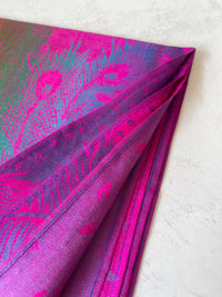 LARGE FUCHSIA PINK RAINBOW FEATHER AND LEAF PRINT PASHMINA SHAWL SCARF