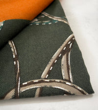 LARGE KHAKI GREEN CONTEMPORARY BUCKLE PRINT PASHMINA SHAWL SCARF - A-SHU.CO.UK