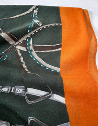 LARGE KHAKI GREEN CONTEMPORARY BUCKLE PRINT PASHMINA SHAWL SCARF - A-SHU.CO.UK