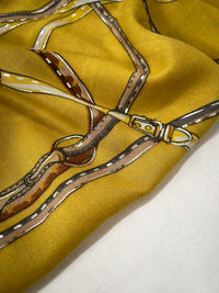 LARGE MUSTARD YELLOW CONTEMPORARY BUCKLE PRINT PASHMINA SHAWL SCARF - A-SHU.CO.UK