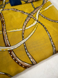 LARGE MUSTARD YELLOW CONTEMPORARY BUCKLE PRINT PASHMINA SHAWL SCARF - A-SHU.CO.UK
