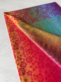 LARGE FUSCHIA PINK RAINBOW FLORAL PAISLEY PASHMINA SHAWL SCARF - A-SHU.CO.UK