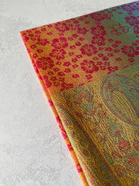LARGE FUSCHIA PINK RAINBOW FLORAL PAISLEY PASHMINA SHAWL SCARF - A-SHU.CO.UK
