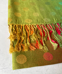 LARGE LIME YELLOW MULTI-COLOUR DOT PRINT PASHMINA SHAWL SCARF