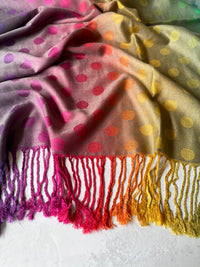 LARGE PINKY PURPLE MULTI-COLOUR DOT PRINT PASHMINA SHAWL SCARF - A-SHU.CO.UK