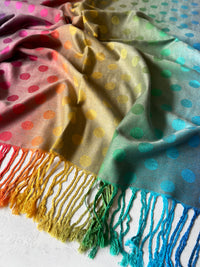 LARGE PINKY PURPLE MULTI-COLOUR DOT PRINT PASHMINA SHAWL SCARF - A-SHU.CO.UK