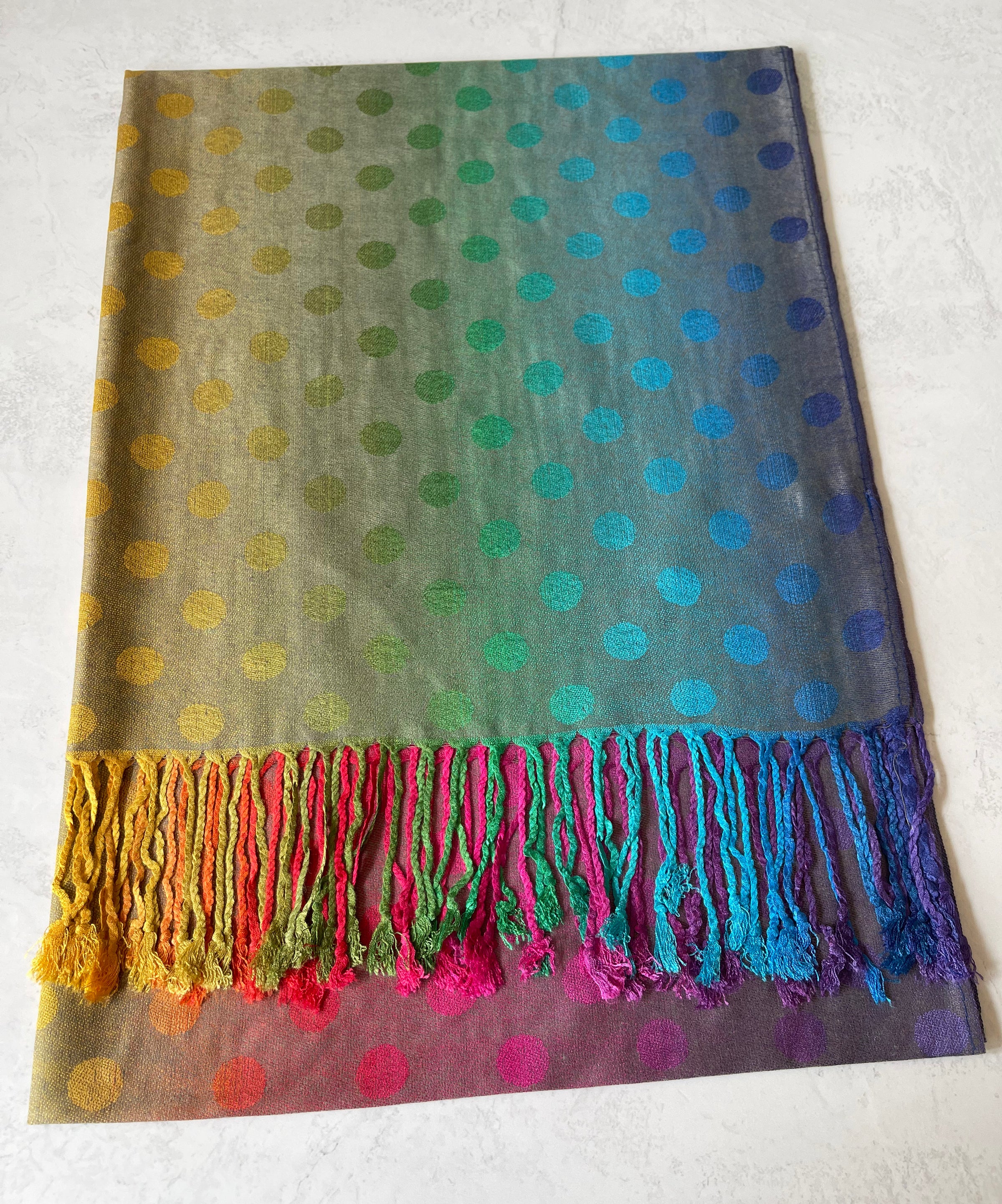 LARGE PINKY PURPLE MULTI-COLOUR DOT PRINT PASHMINA SHAWL SCARF - A-SHU.CO.UK