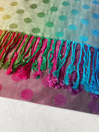 LARGE PINKY PURPLE MULTI-COLOUR DOT PRINT PASHMINA SHAWL SCARF - A-SHU.CO.UK