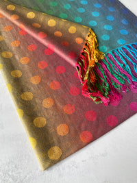 LARGE PINKY PURPLE MULTI-COLOUR DOT PRINT PASHMINA SHAWL SCARF - A-SHU.CO.UK