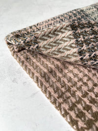 LARGE WOOL MIX THICK CHECKED SHAWL - PINK - A-SHU.CO.UK